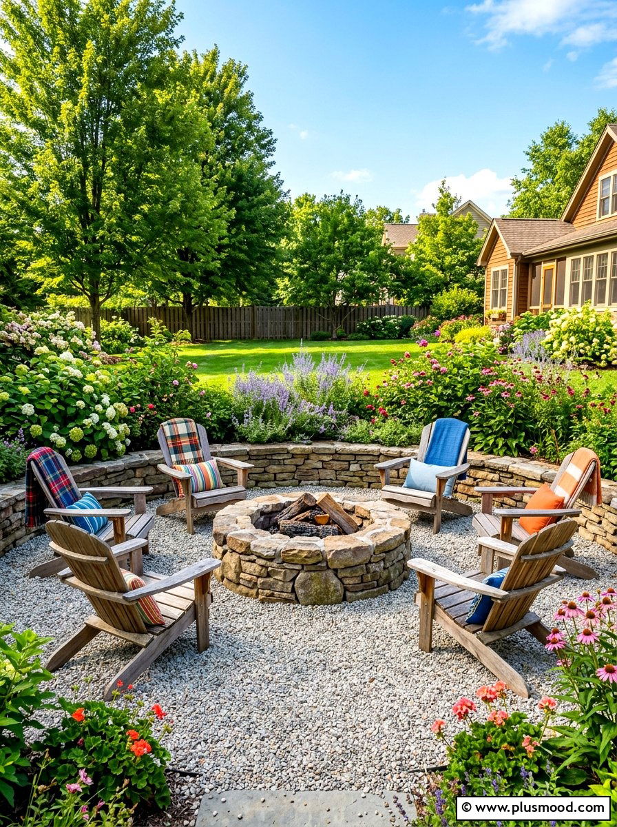 Gravel Fire Pit Area - 25 summer backyard farmhouse ideas