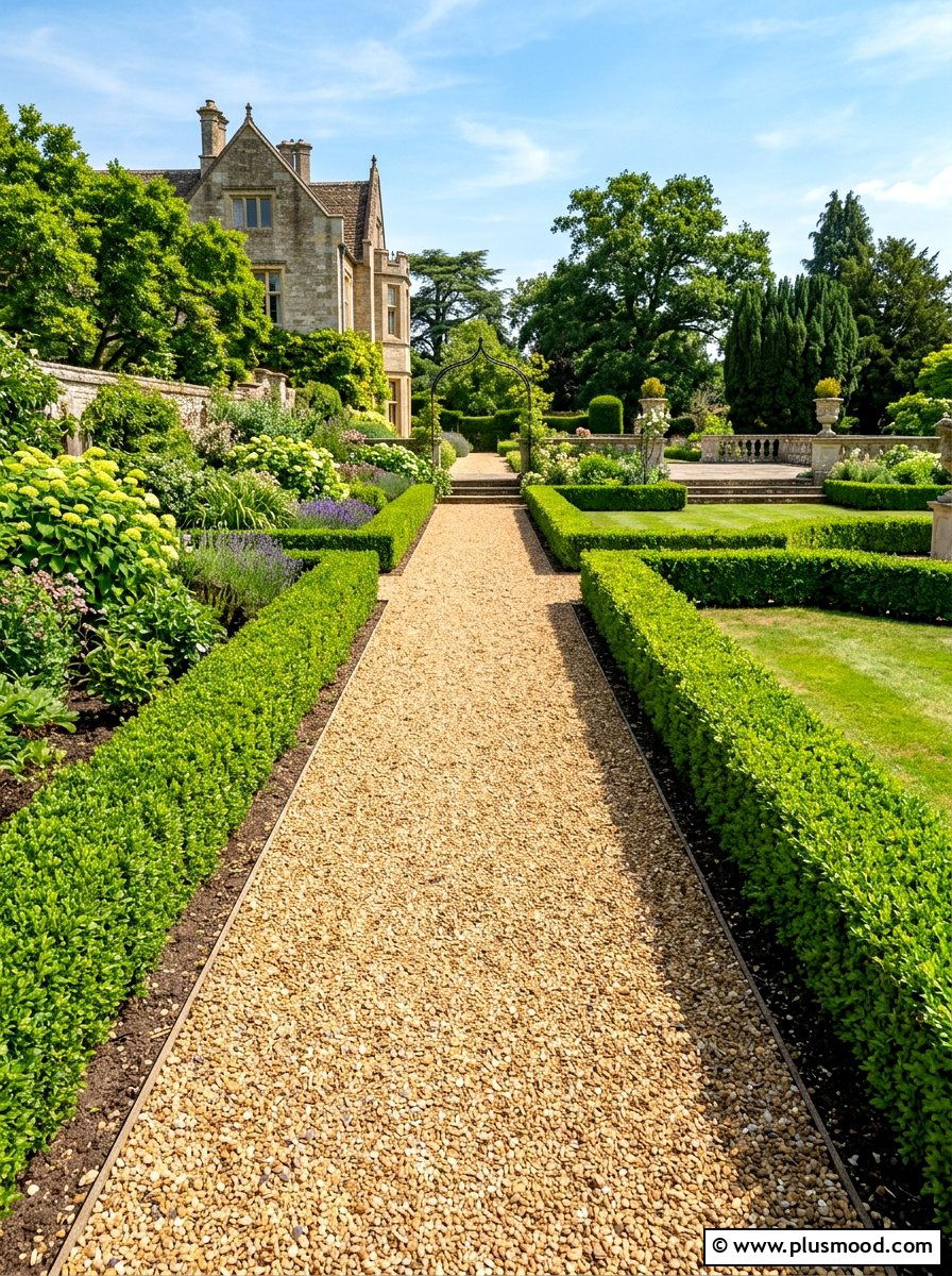 Gravel Path Boxwood Border - 25 summer walkway landscaping ideas