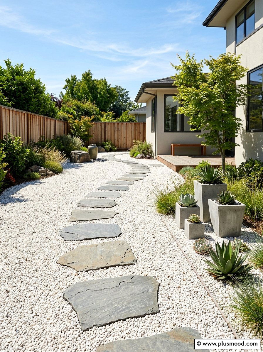 Gravel Pebble Yard - 25 small backyard ideas for townhomes