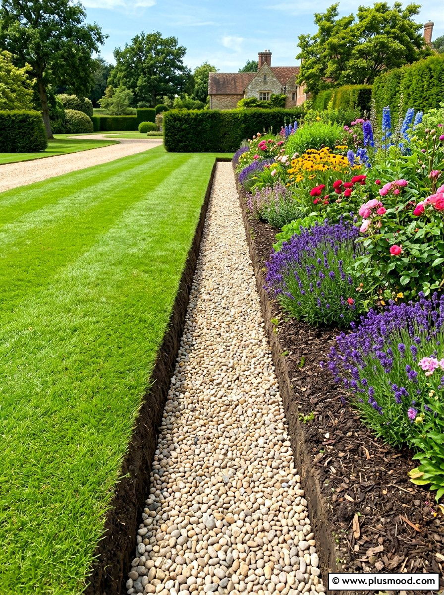 Gravel Trench Edge - 25 summer flower bed edging ideas