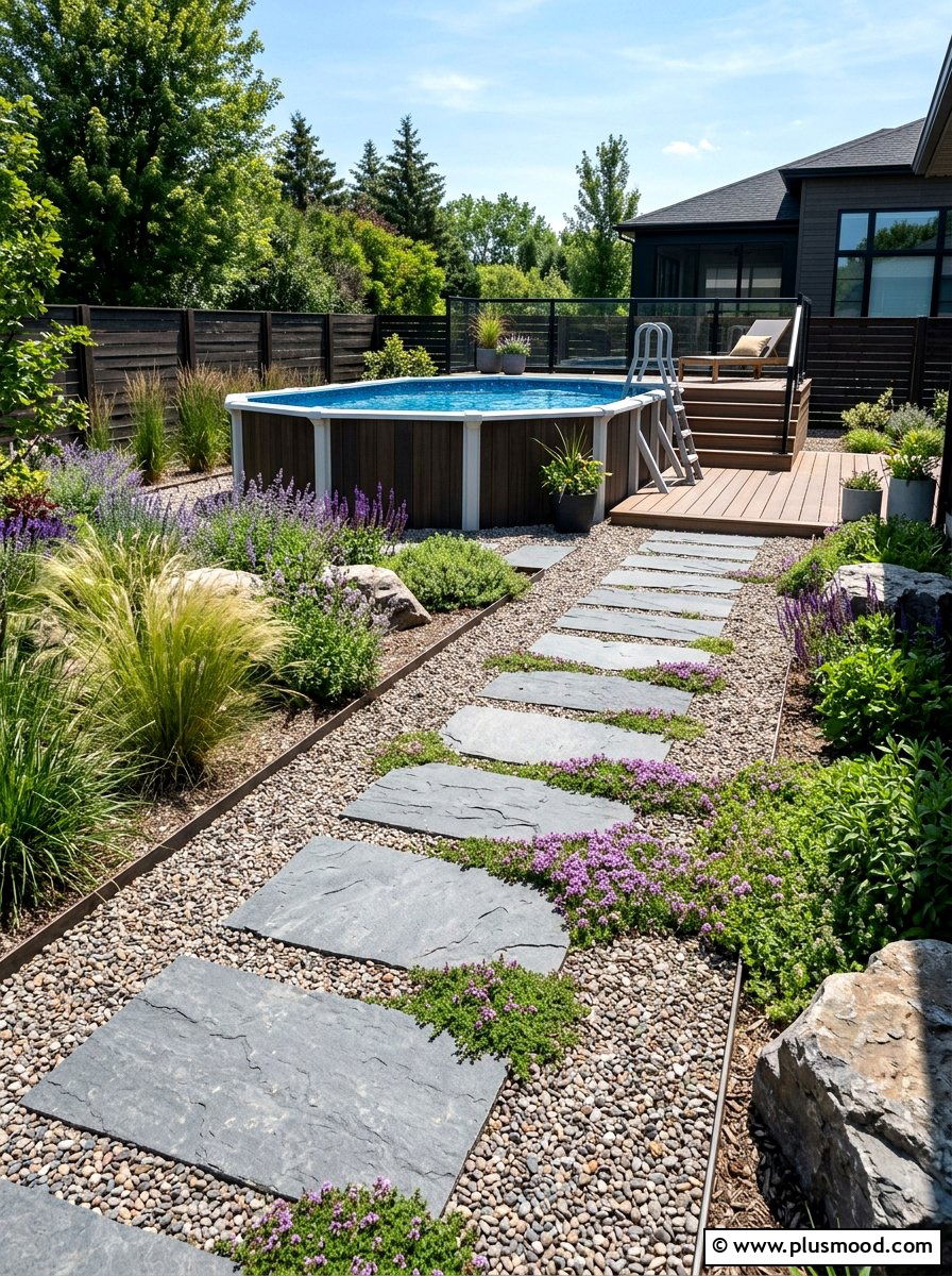 Gravel and paver pool walk - 25 pool landscaping ideas for above ground pools
