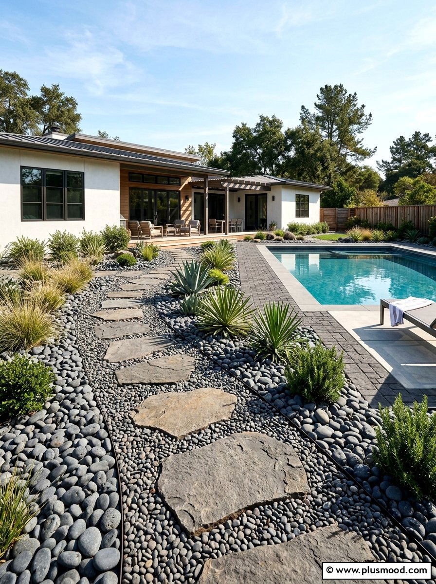 Gravel and pebble landscaping - 25 pool landscaping ideas for ranch homes