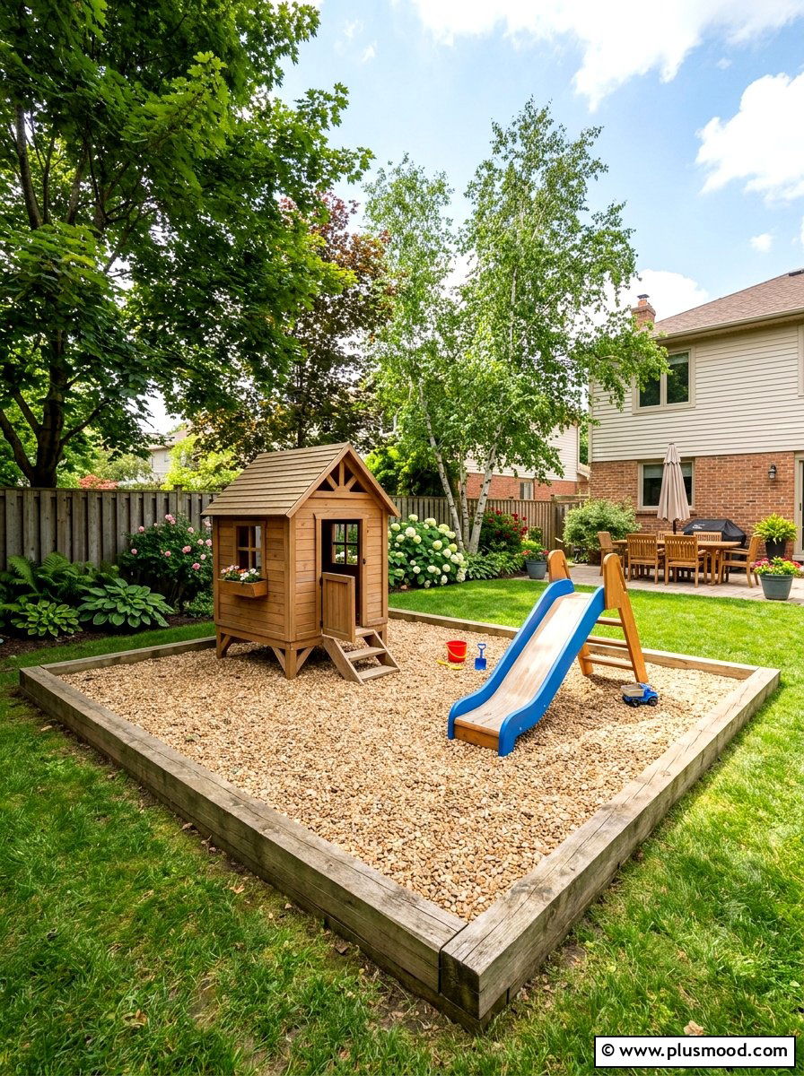 Gravel play area - 25 small backyard ideas with gravel