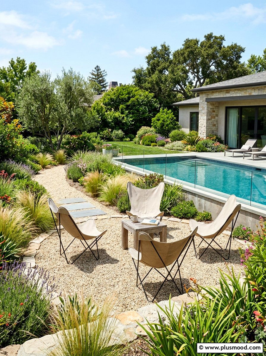 Gravel pool landscape seating - 25 pool landscaping ideas with outdoor seating