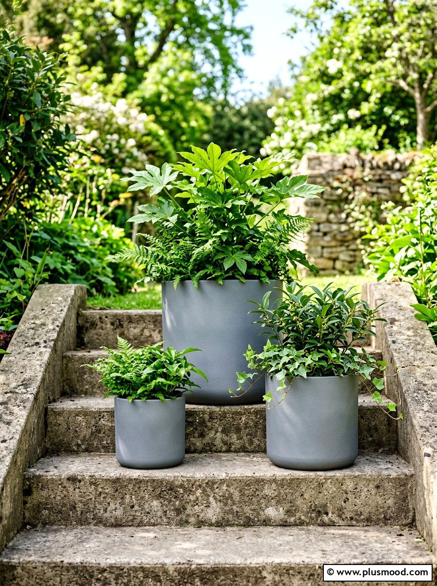 Gray Flower Pot - 25 summer minimalist front porch ideas