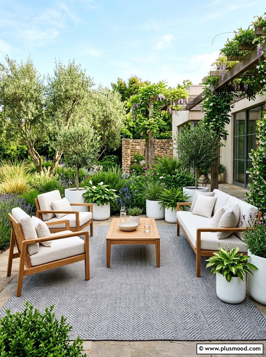 Gray Herringbone Patio Rug - 25 summer patio rug ideas