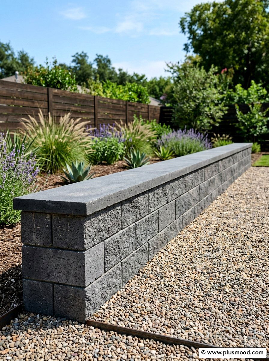 Gray block seating wall - 25 small backyard ideas with seating wall