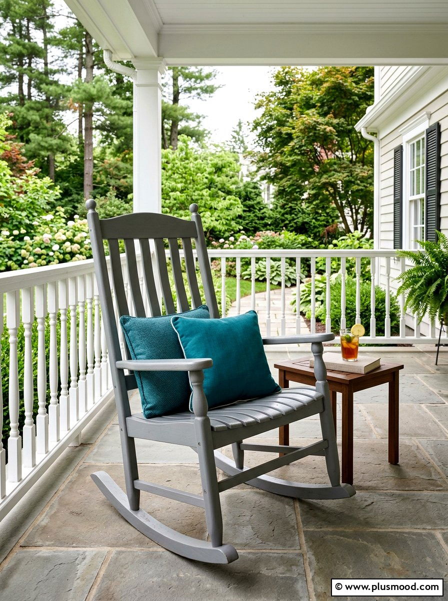 Gray slat rocking chair - 25 summer front porch rocking chair ideas