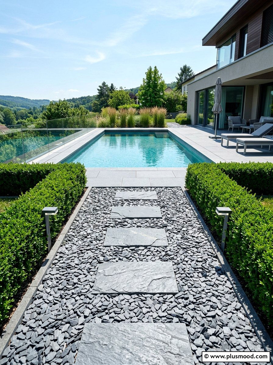 25 Pool Landscaping Ideas With Gravel for Modern Pool Style