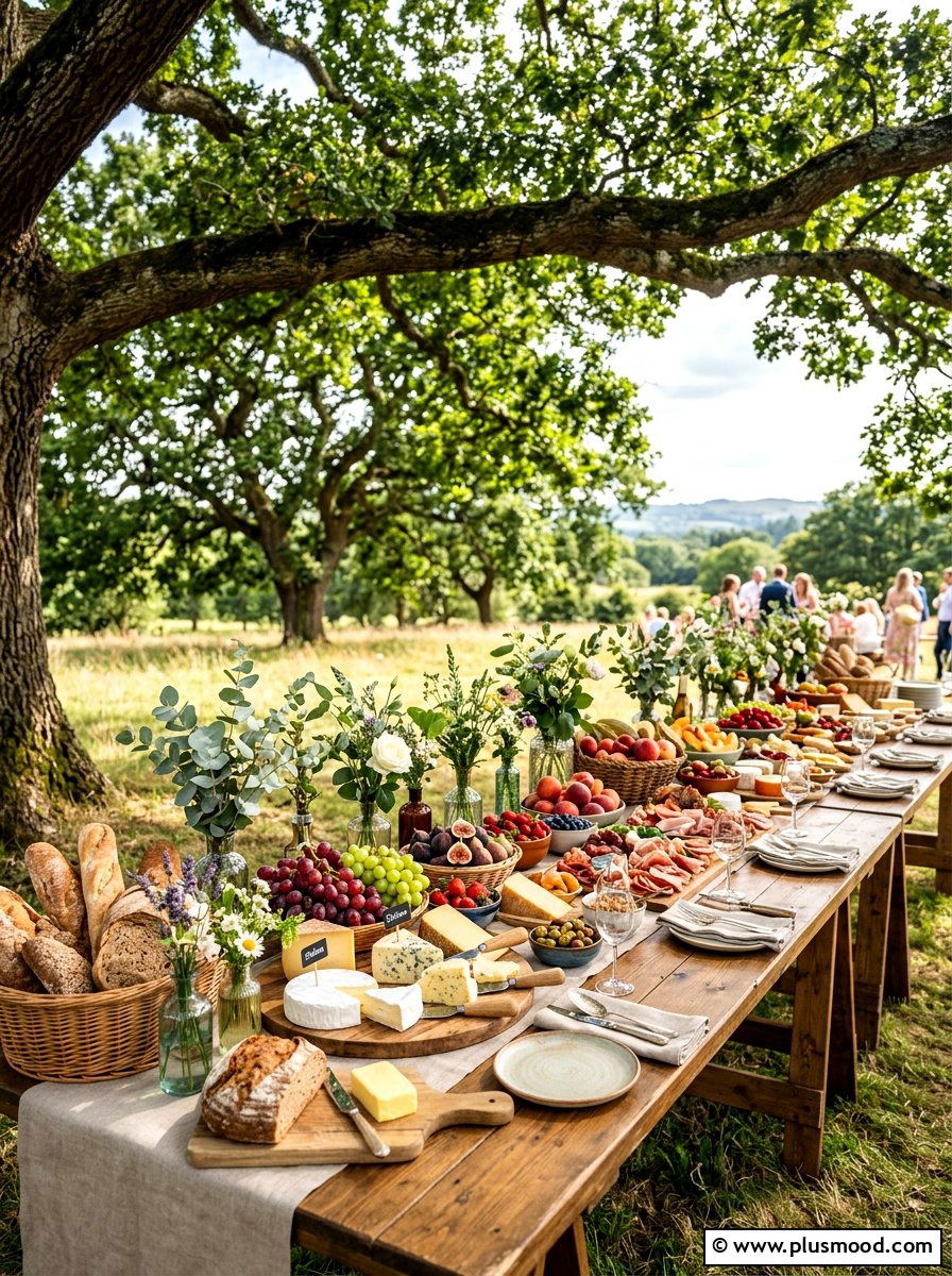 Grazing Table Under Trees - 25 end of summer backyard party ideas