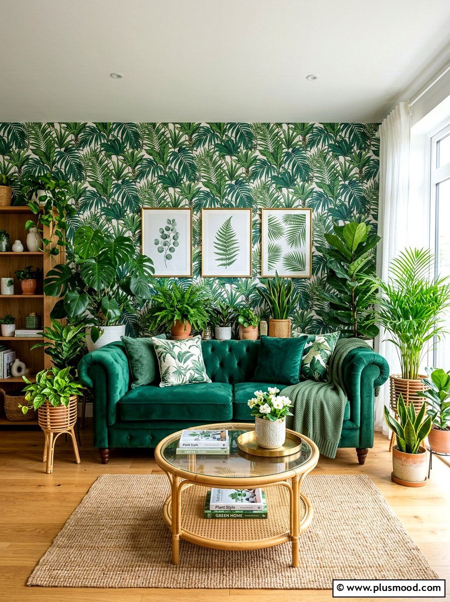 Green Botanical Living Room - 25 bright summer living room ideas