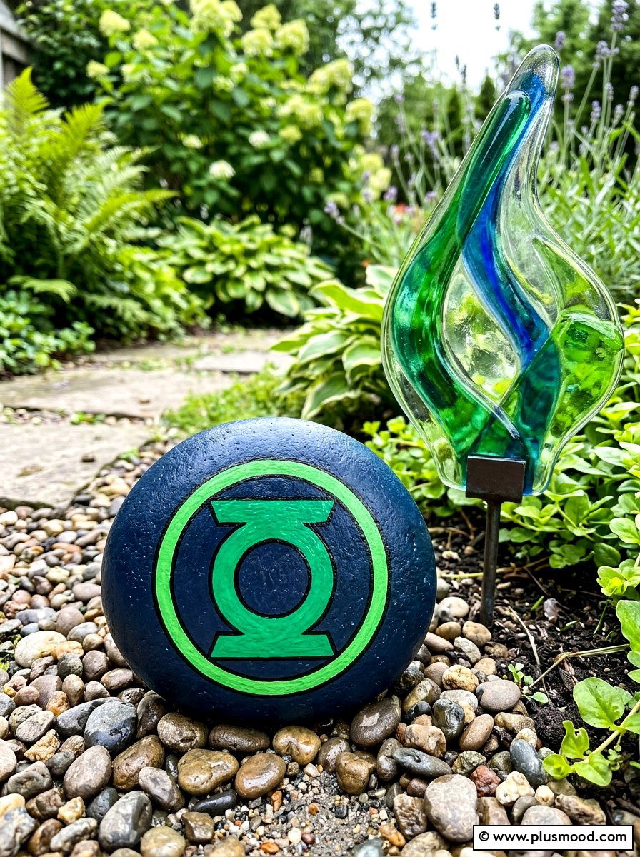 Green Lantern Logo - 25 painted rock ideas with superhero theme