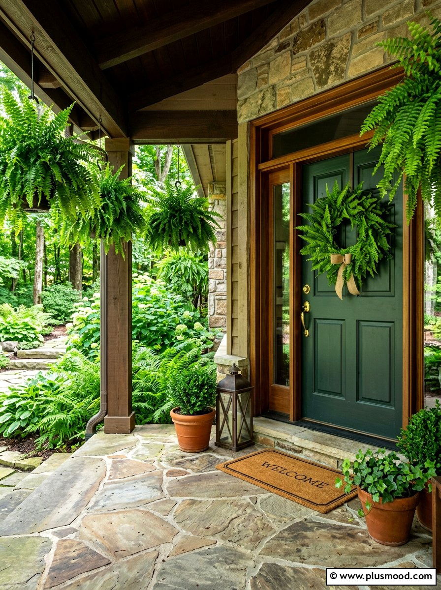 Green fern wreath - 25 summer front porch wreath ideas