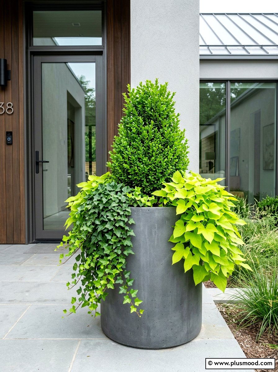 Green on green foliage planter - 25 summer monochrome planter ideas