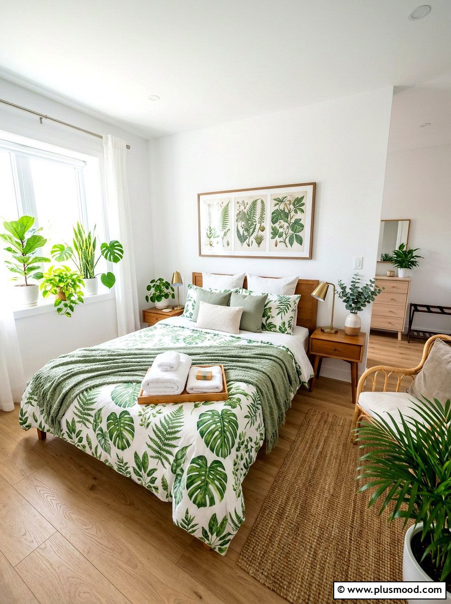 Greenery guest room - 25 late summer home refresh ideas