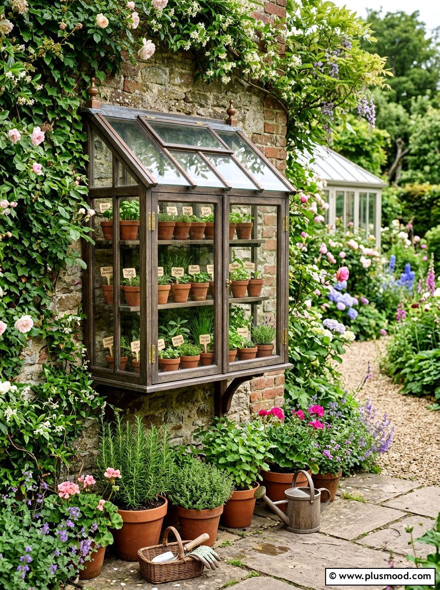 Greenhouse Herb Nook - 25 small backyard ideas with herb garden