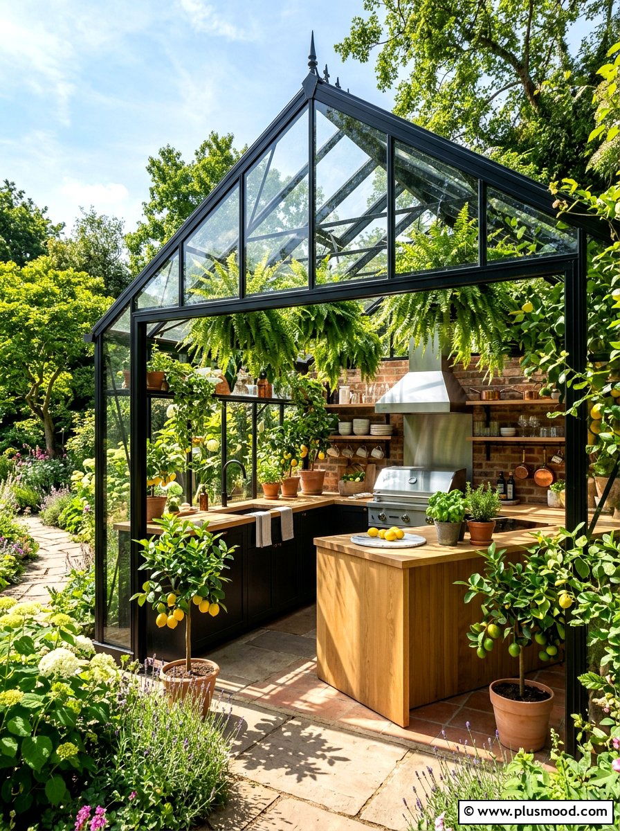 Greenhouse Style Outdoor Kitchen - 25 summer backyard outdoor kitchen ideas