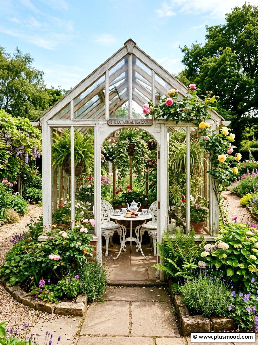 Greenhouse Tea Room - 25 summer backyard cozy corner ideas