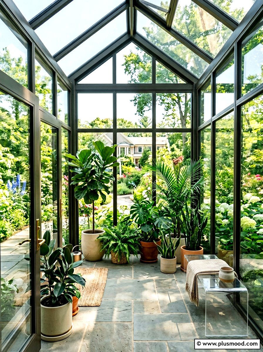 Greenhouse style glass entryway - 25 summer entryway decor ideas