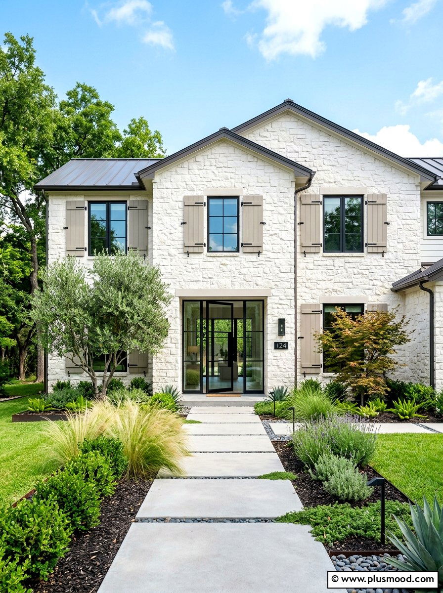 Greige Shutters On Neutral House - 25 summer shutters color ideas