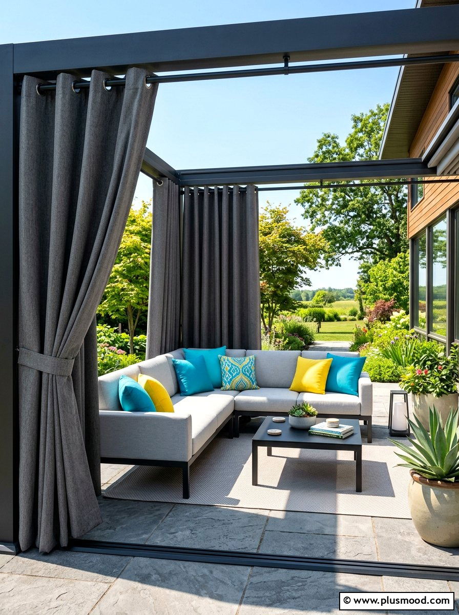 Grey Blackout Patio Curtains - 25 summer patio ideas with outdoor curtains