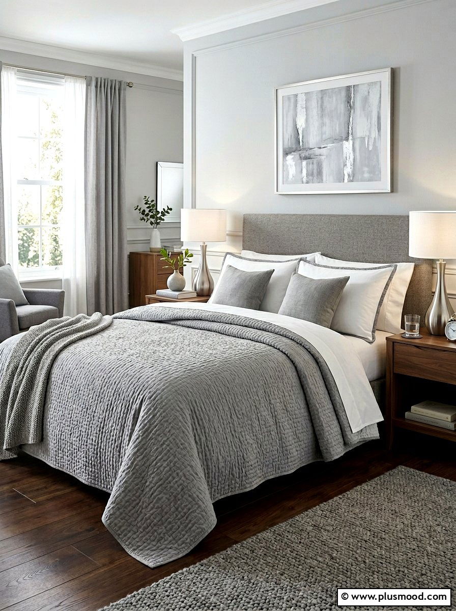 Grey Seersucker Quilt - 25 summer quilt ideas for bedroom