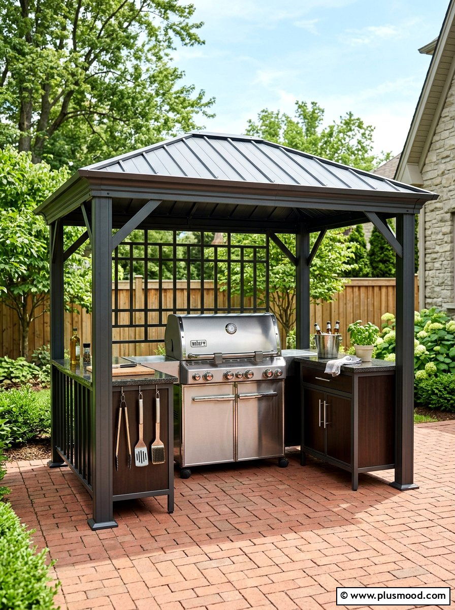 Grill gazebo station - 25 small backyard ideas with gazebo