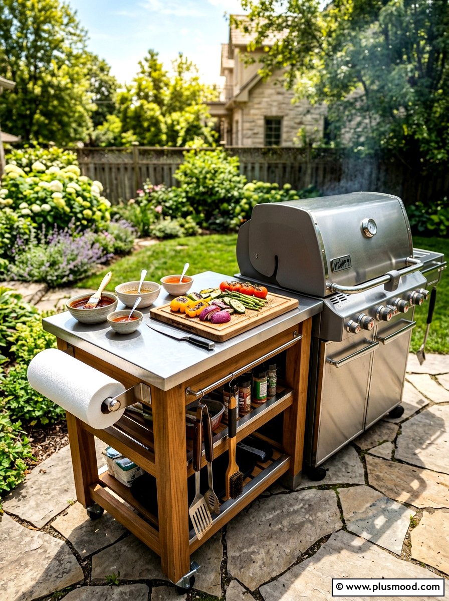 Grill side cart - 25 summer outdoor serving cart ideas