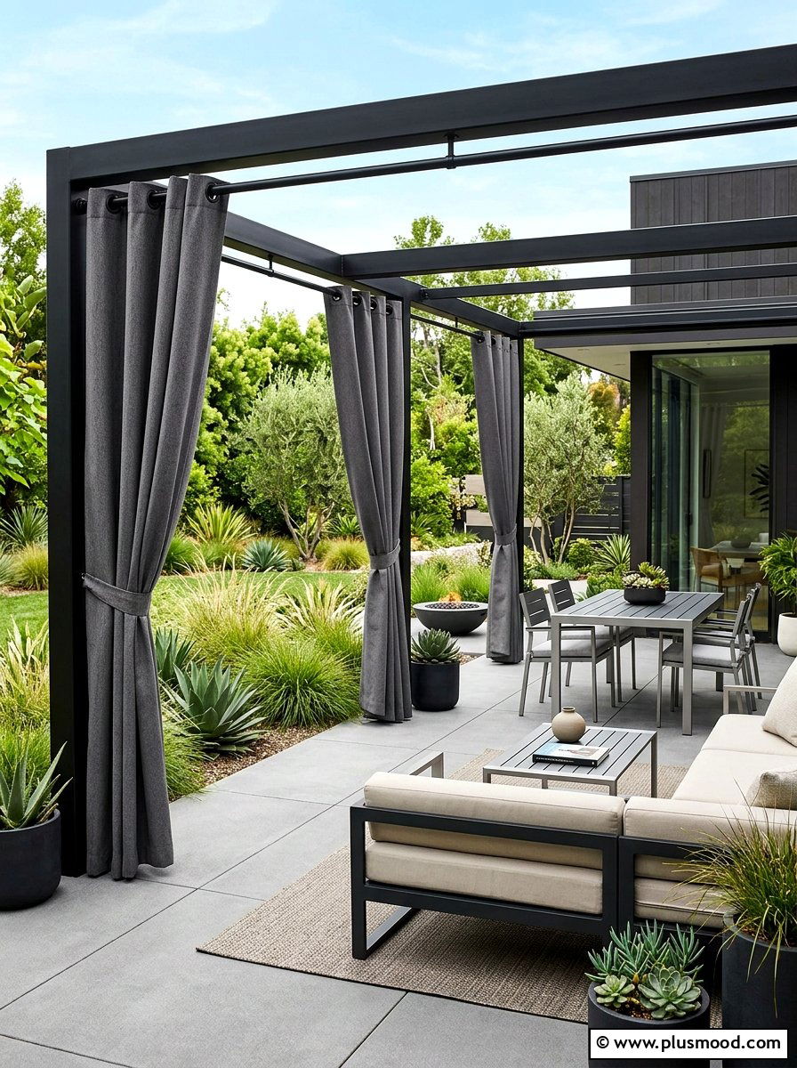Grommet Top Outdoor Drapes - 25 summer patio ideas with outdoor curtains