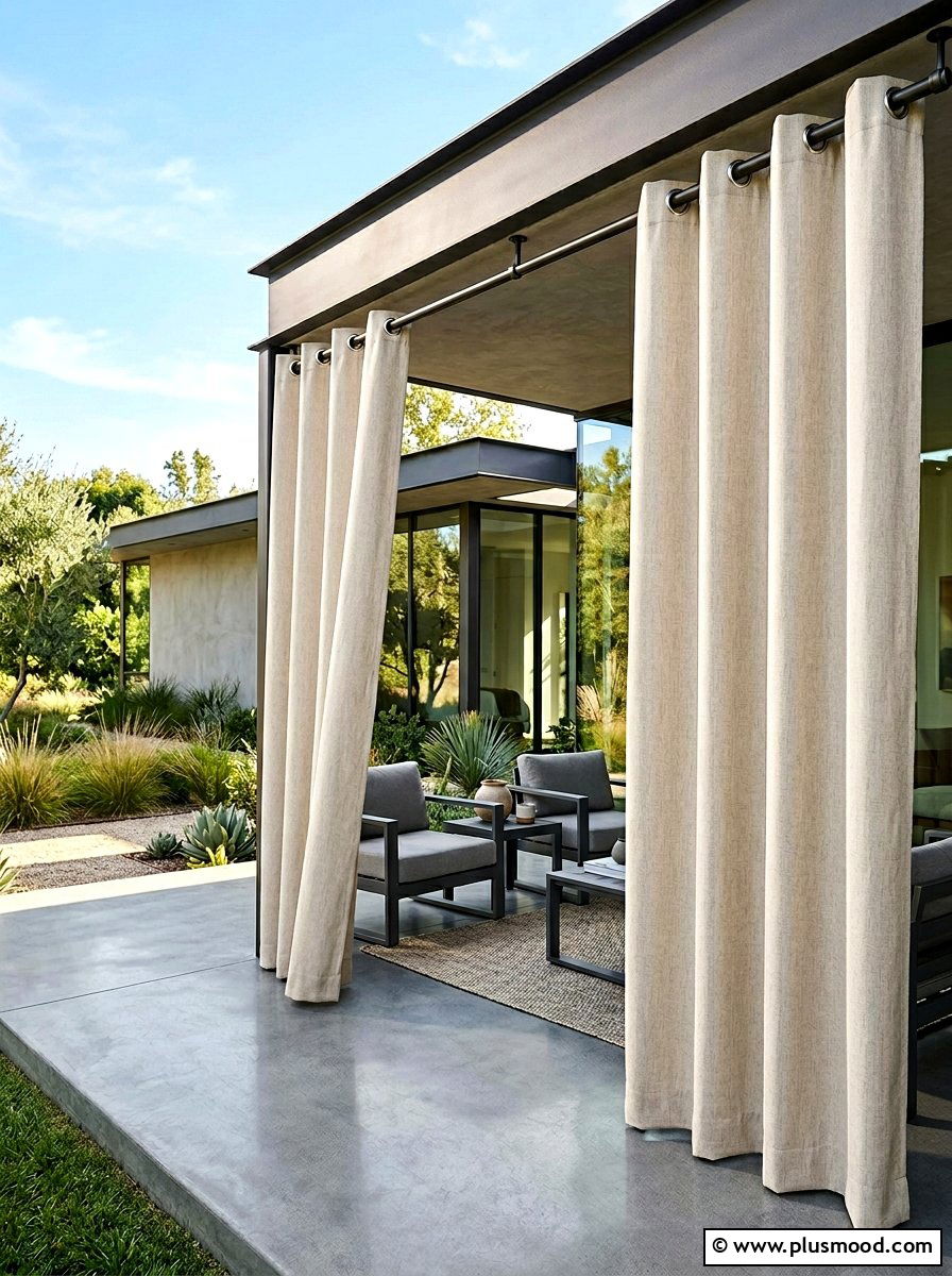 Grommet top outdoor curtains - 25 summer patio curtain ideas