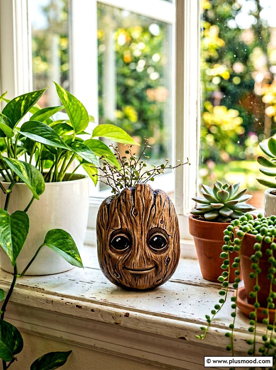 Groot Face - 25 painted rock ideas with superhero theme