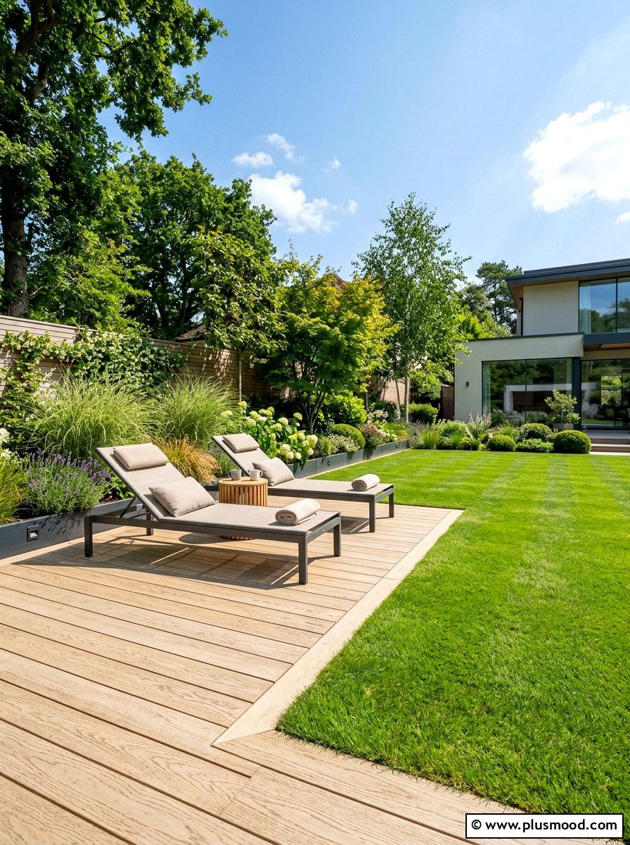Ground Level Deck And Turf - 25 small backyard ideas with deck