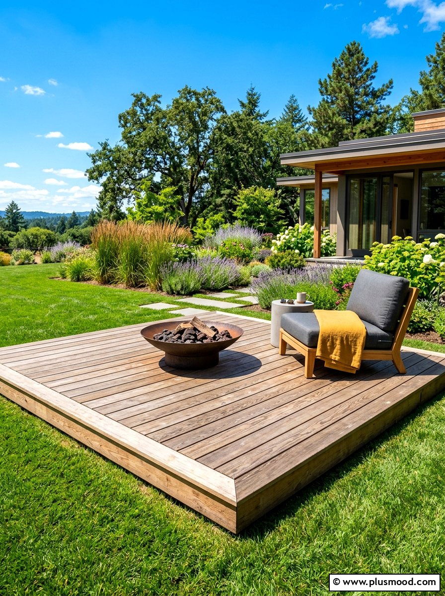 Ground Level Platform Deck - 25 summer backyard deck ideas