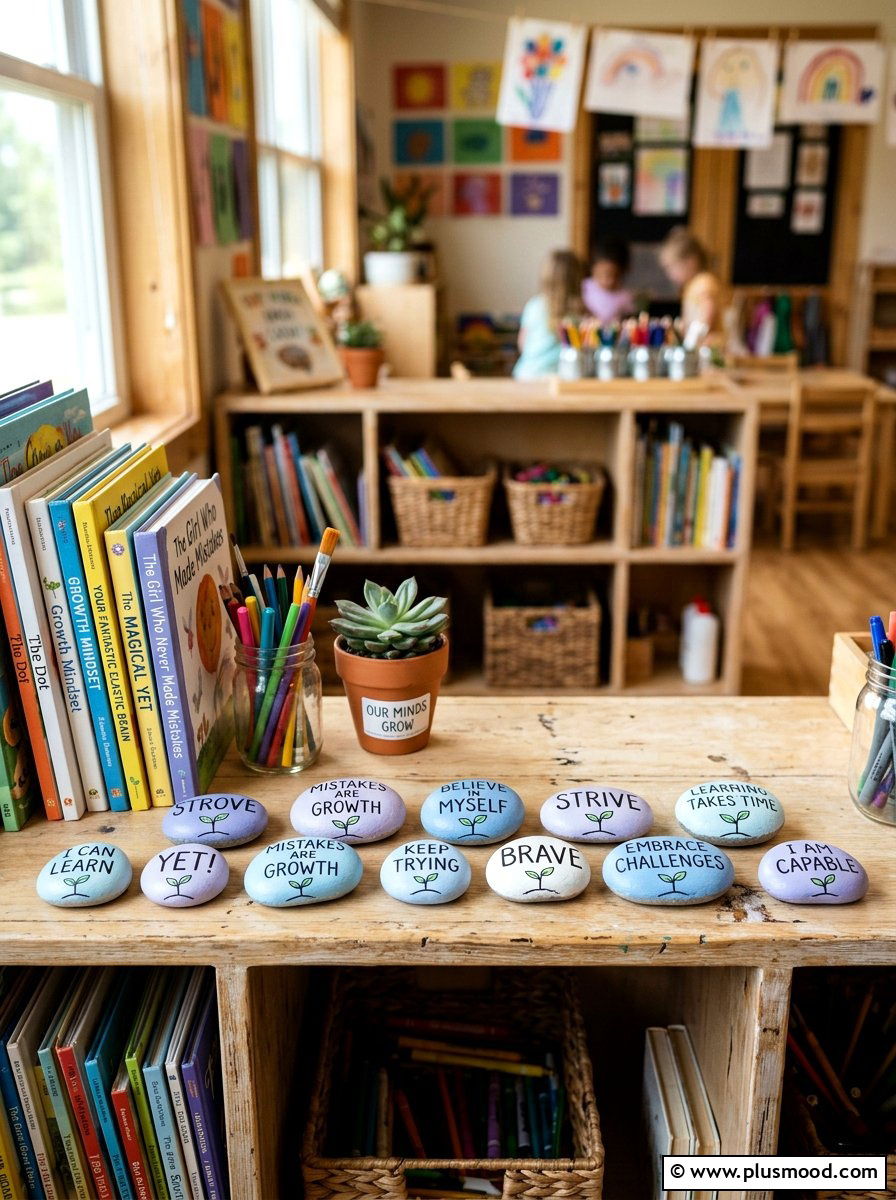 Growth Mindset Stones - 25 painted rock ideas with quotes