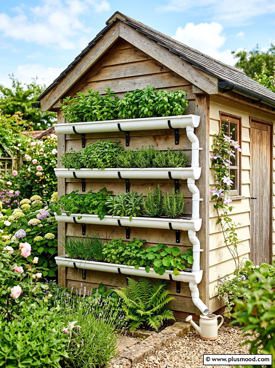 Gutter Garden System - 25 small backyard ideas with vegetable garden
