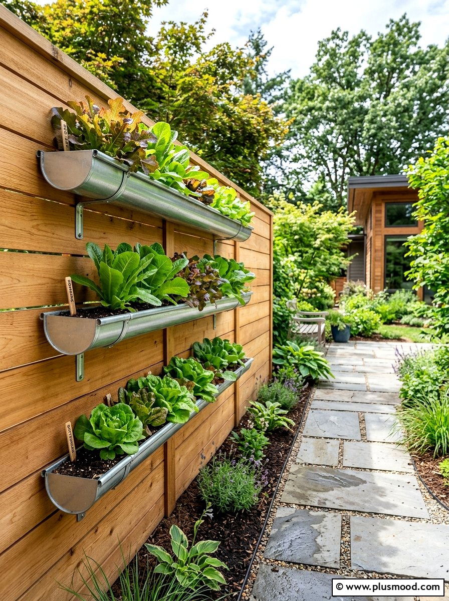 Gutter Garden Wall - 25 outdoor garden decor ideas with vertical garden