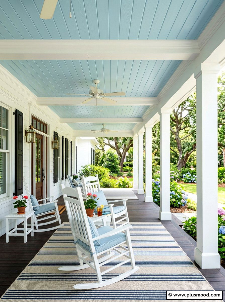 Haint Blue Porch Ceiling - 25 summer coastal front porch ideas