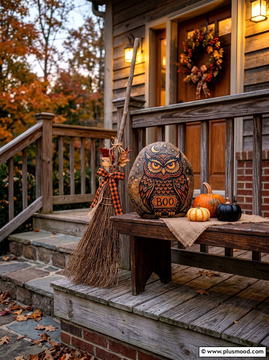 Halloween owl rock - 25 painted rock ideas with owls