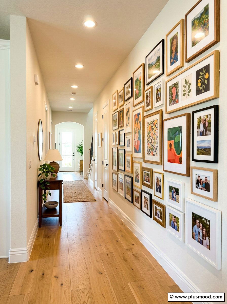 Hallway gallery wall - 25 late summer home refresh ideas