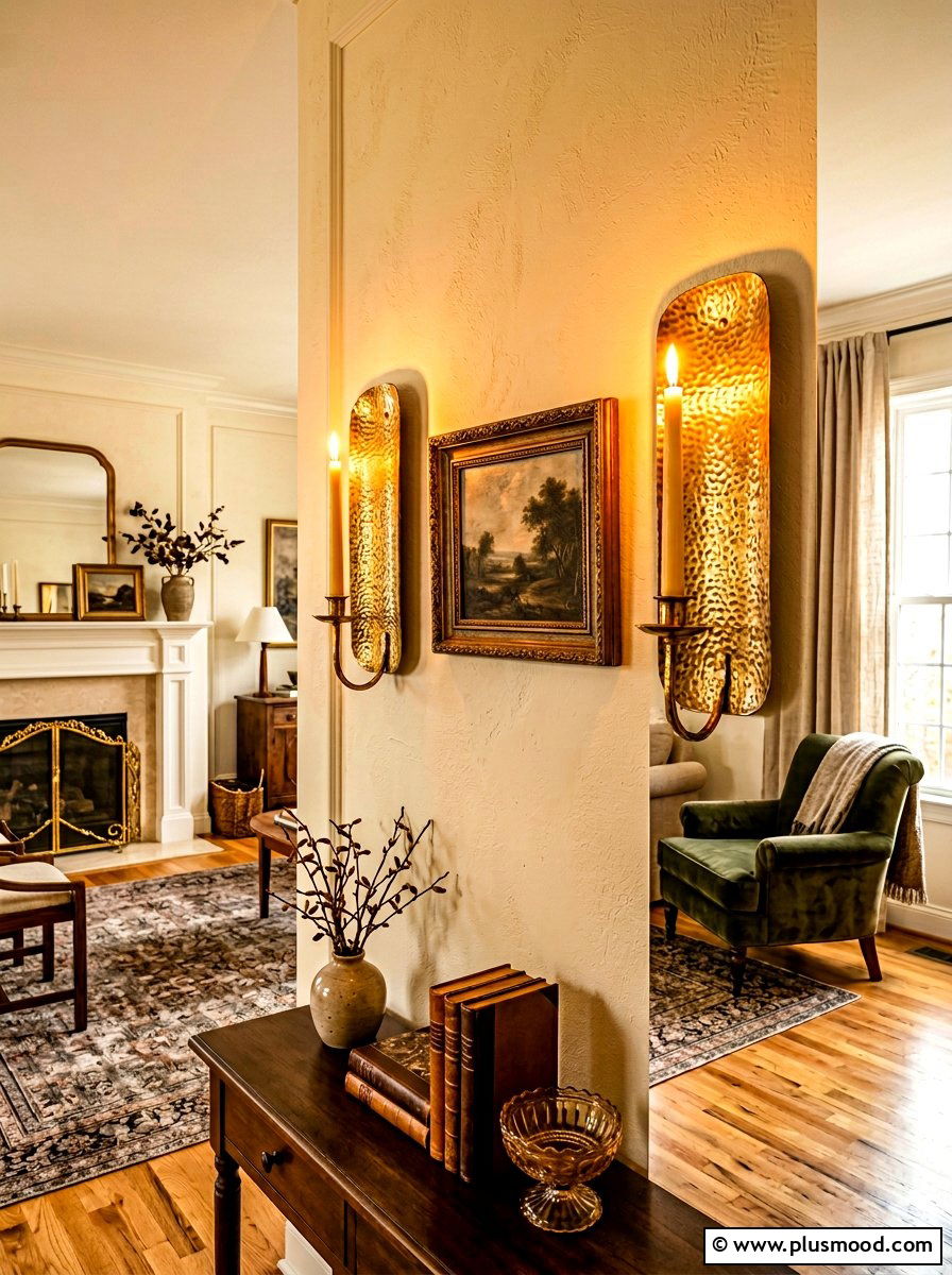 Hammered Brass Candle Sconce - 25 summer candles decor ideas for living room
