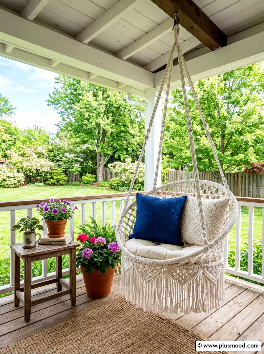 Hammock Chair Setup - 25 budget summer patio decor ideas