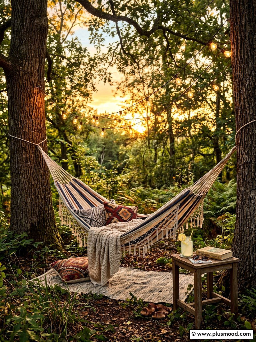 Hammock Corner Lighting - 25 summer string light party ideas