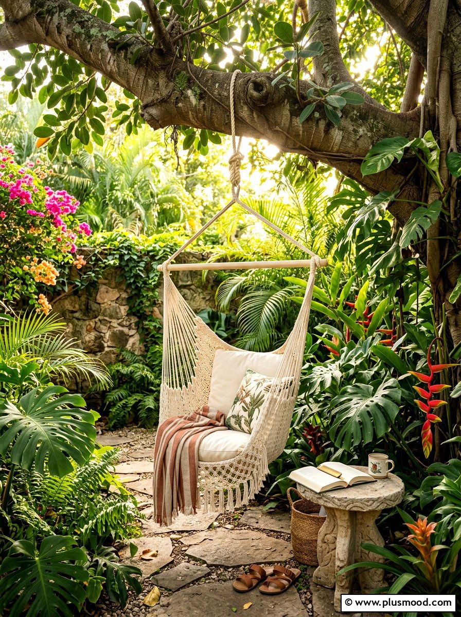 Hammock chair corner - 25 cozy summer patio ideas
