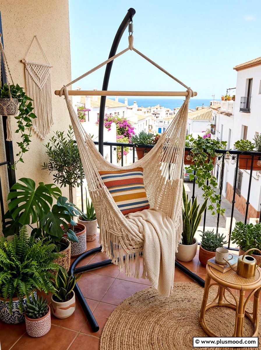 Hammock chair for small space - 25 summer balcony ideas on a budget