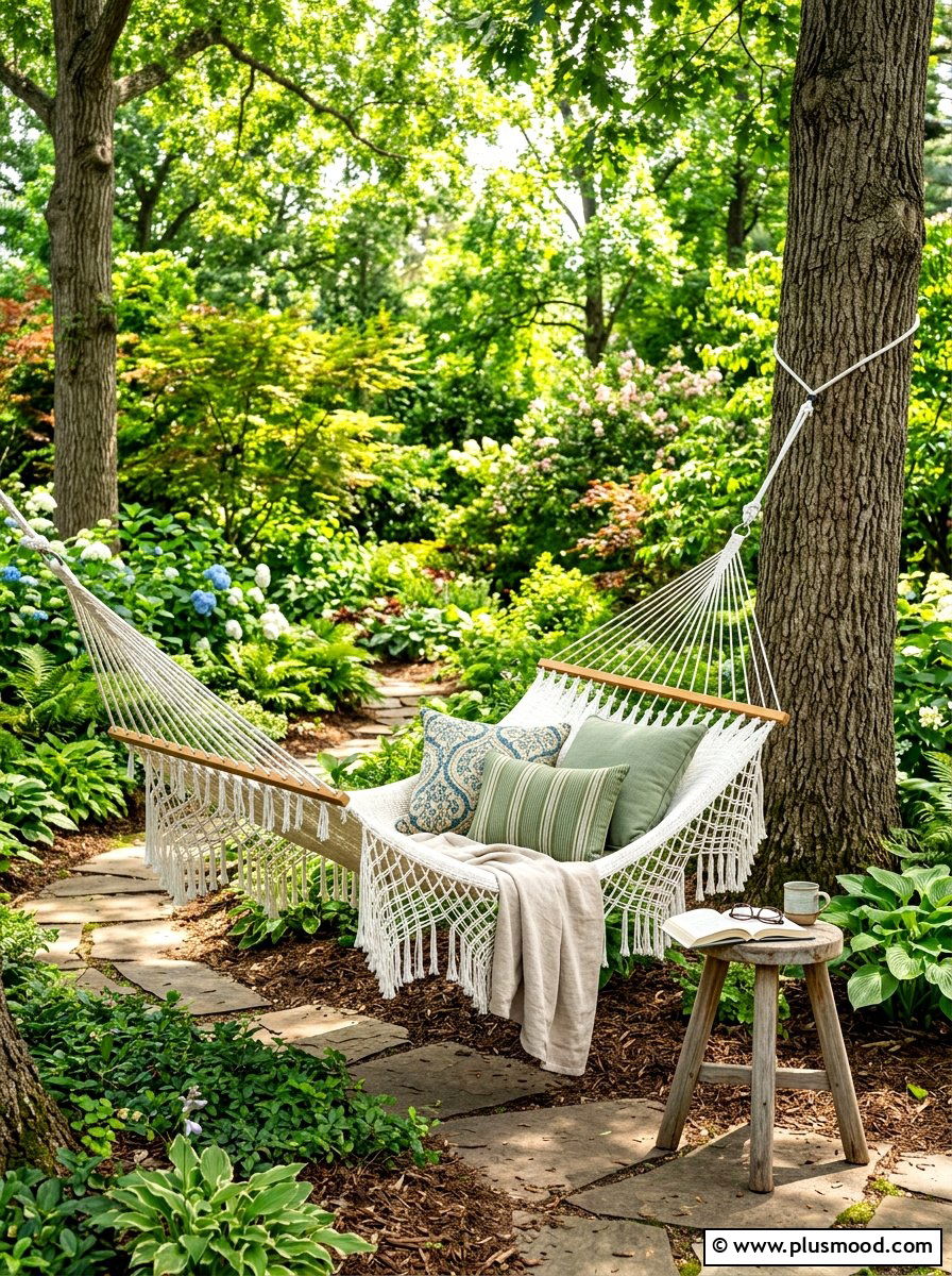 Hammock garden relaxation nook - 25 summer backyard picnic ideas