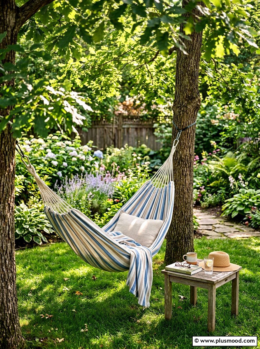Hammock relaxation corner - 25 small backyard ideas on a budget