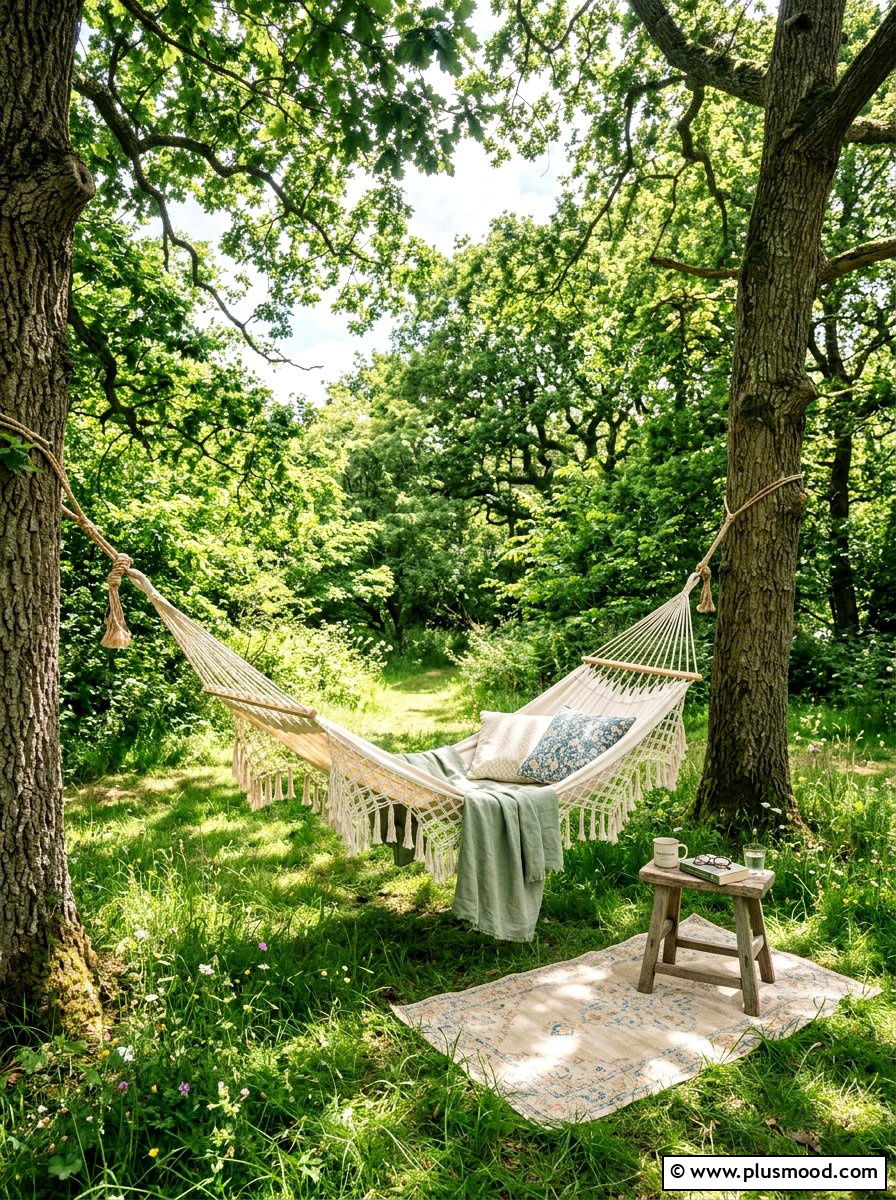 Hammock retreat under trees - 25 summer rustic backyard ideas