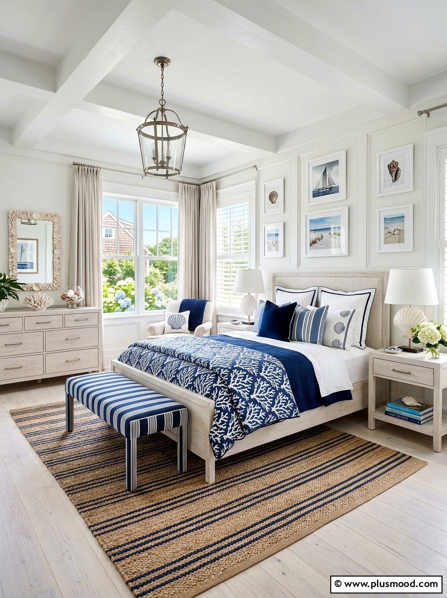 Hamptons Style Bedroom - 25 summer seashell bedroom decor ideas
