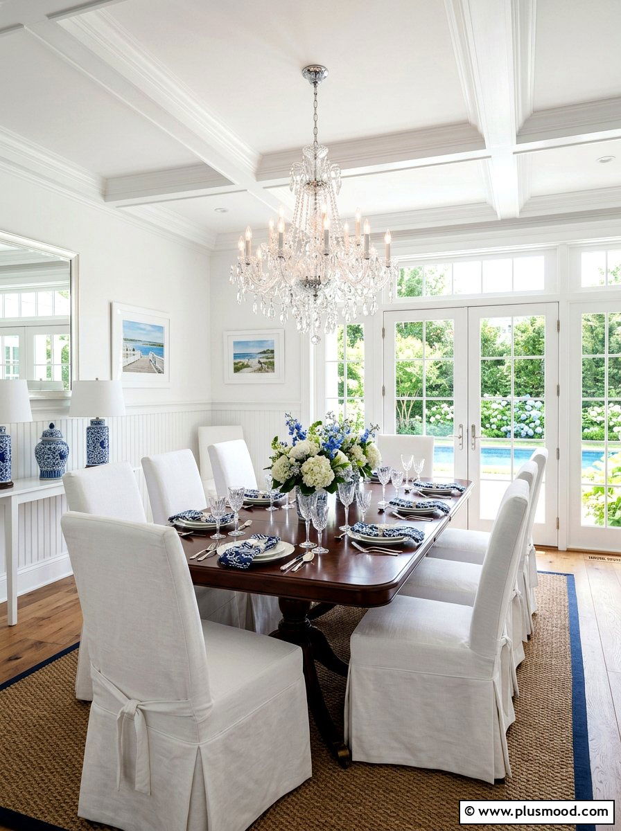 Hamptons Style Dining Space - 25 summer coastal dining room ideas