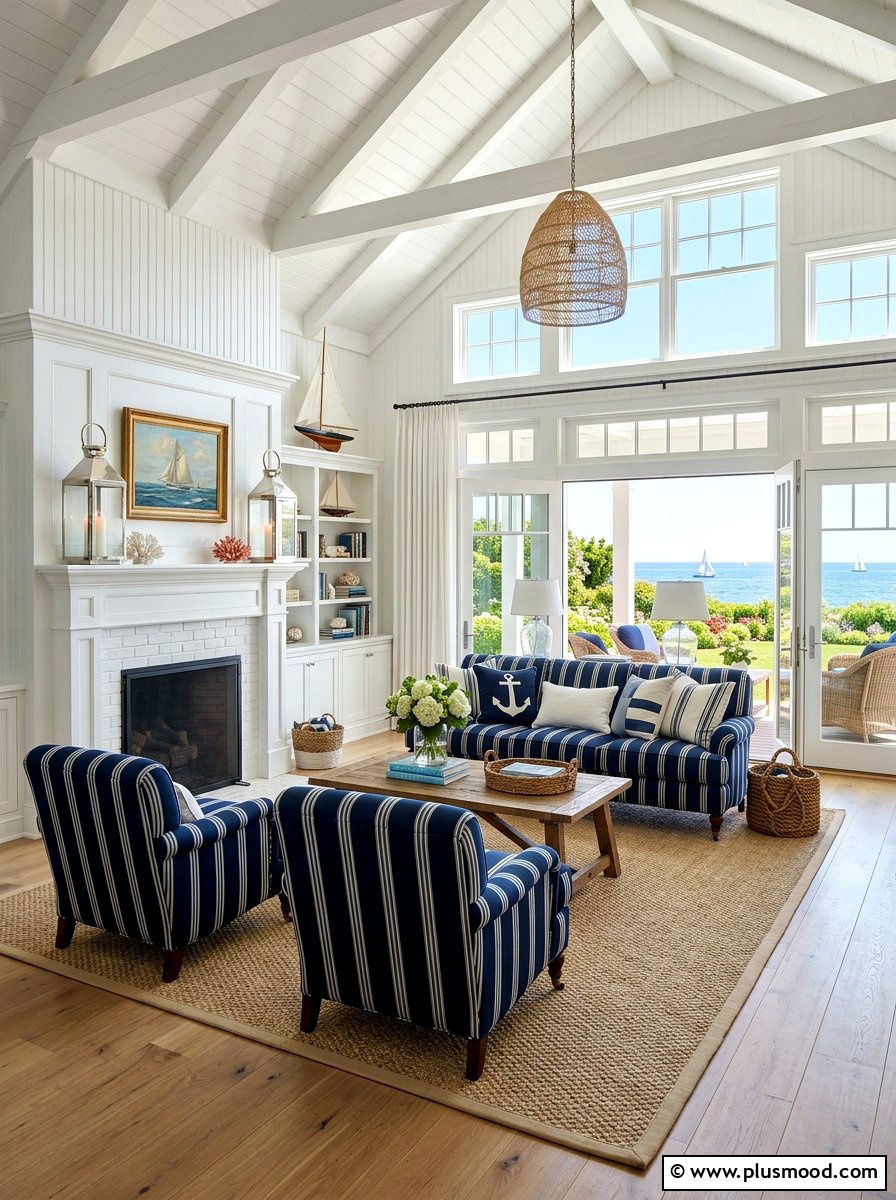 Hamptons Style Living Area - 25 summer decor ideas for open concept homes
